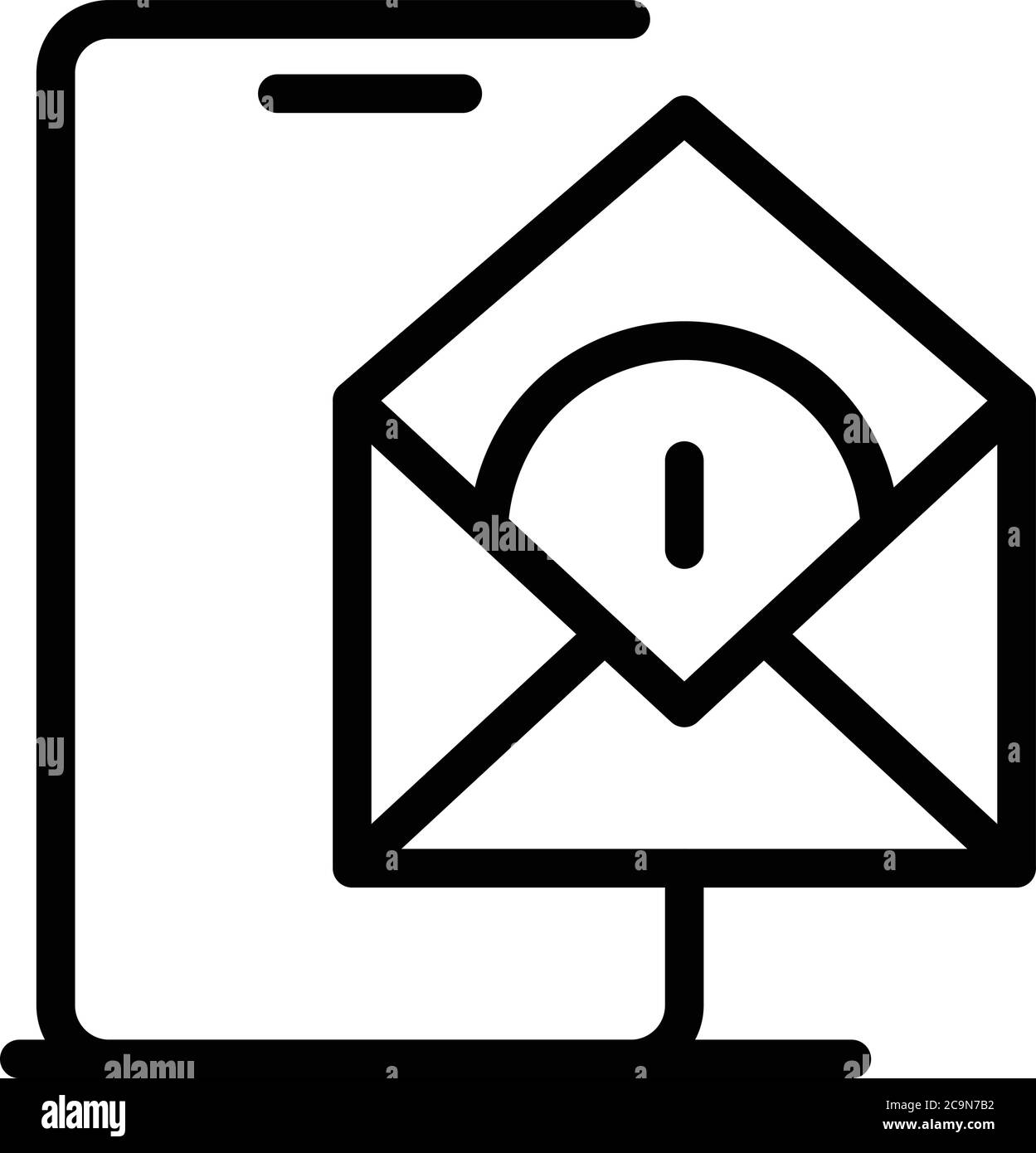 Smartphone mail remote access icon, outline style Stock Vector