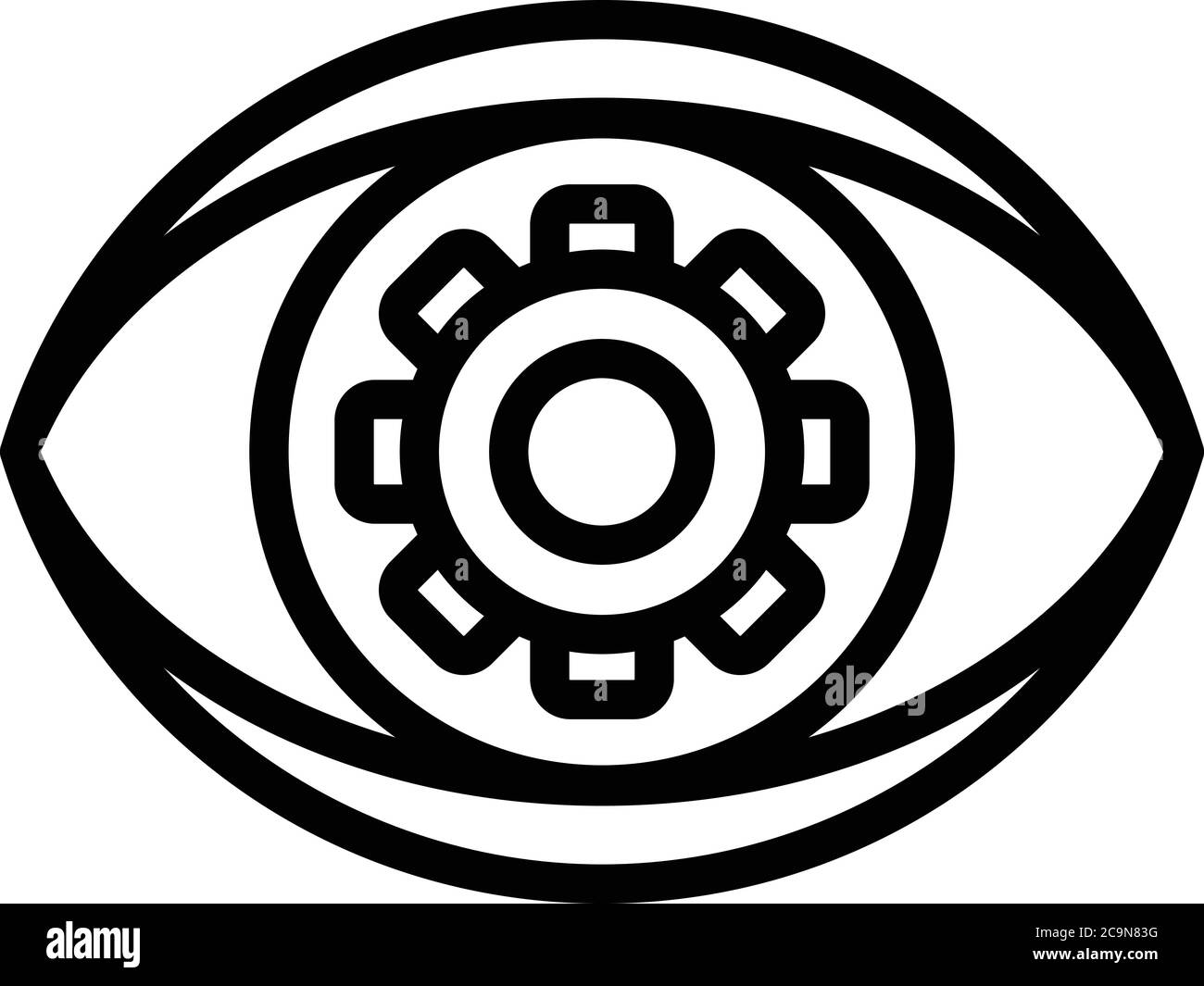 Eye scan remote access icon, outline style Stock Vector