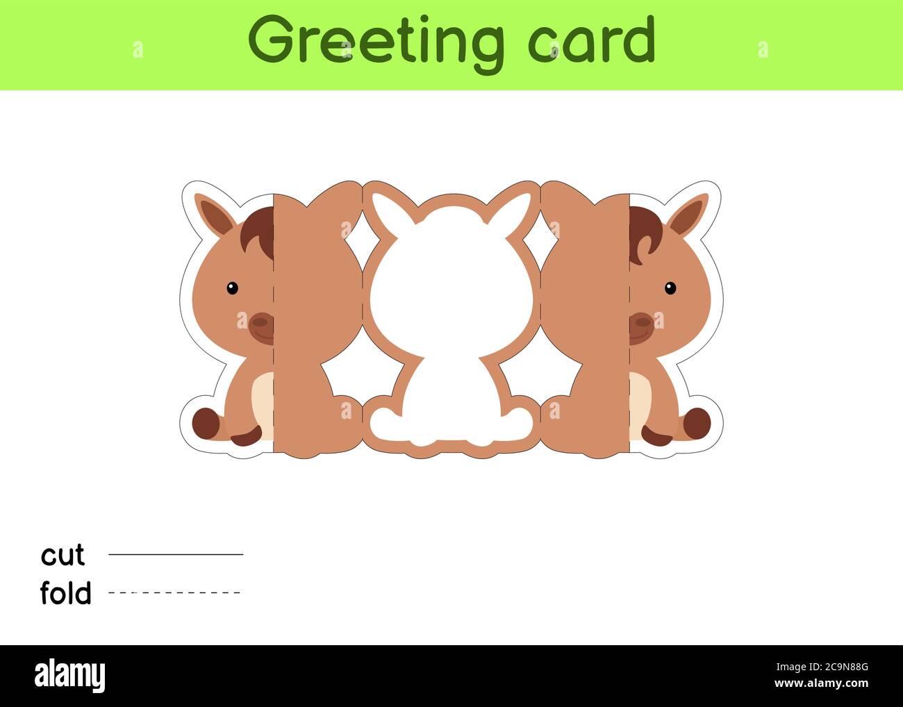 Cute horse fold-a-long greeting card template. Great for birthdays ...