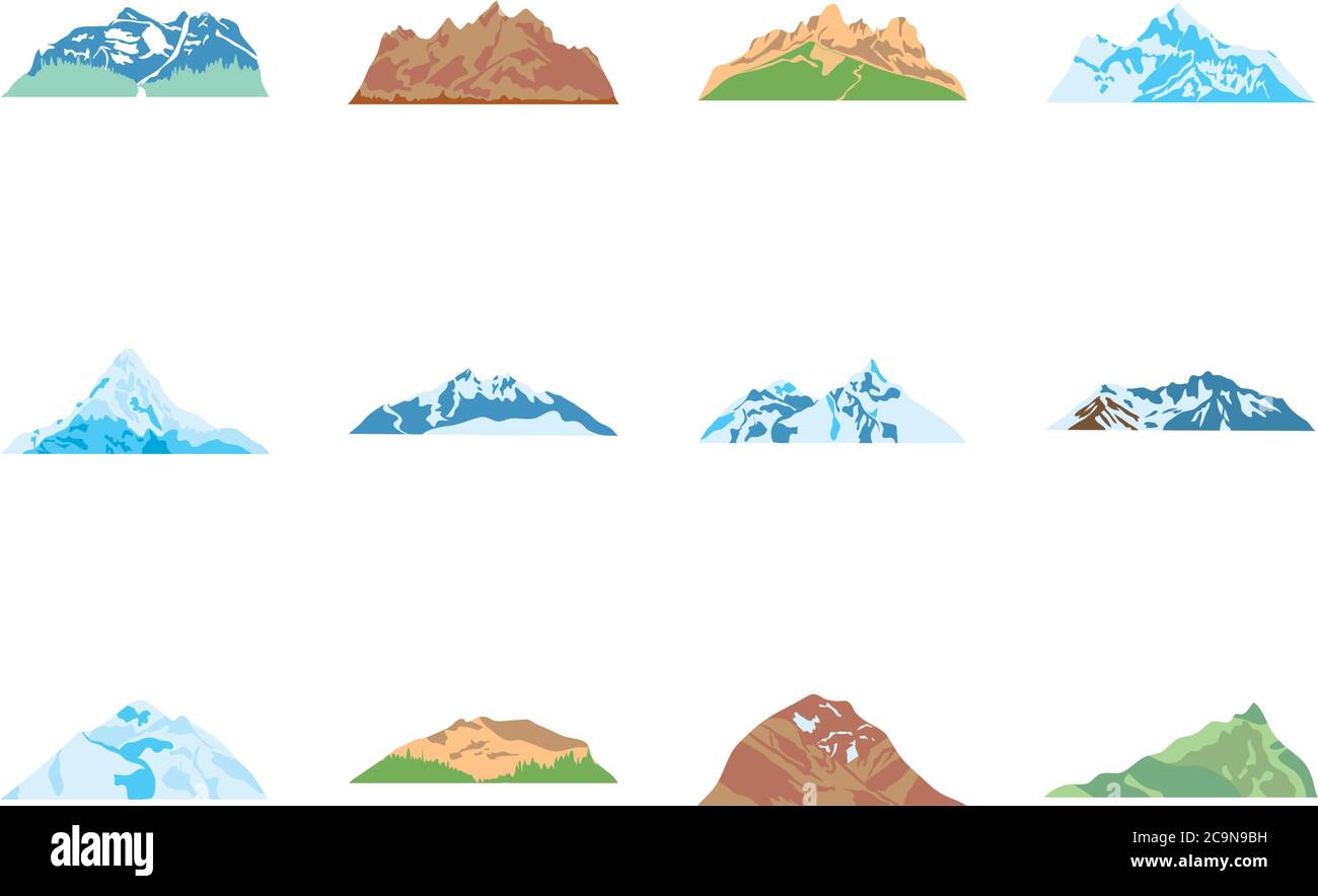 folded mountains icon set over white background, flat style, vector ...