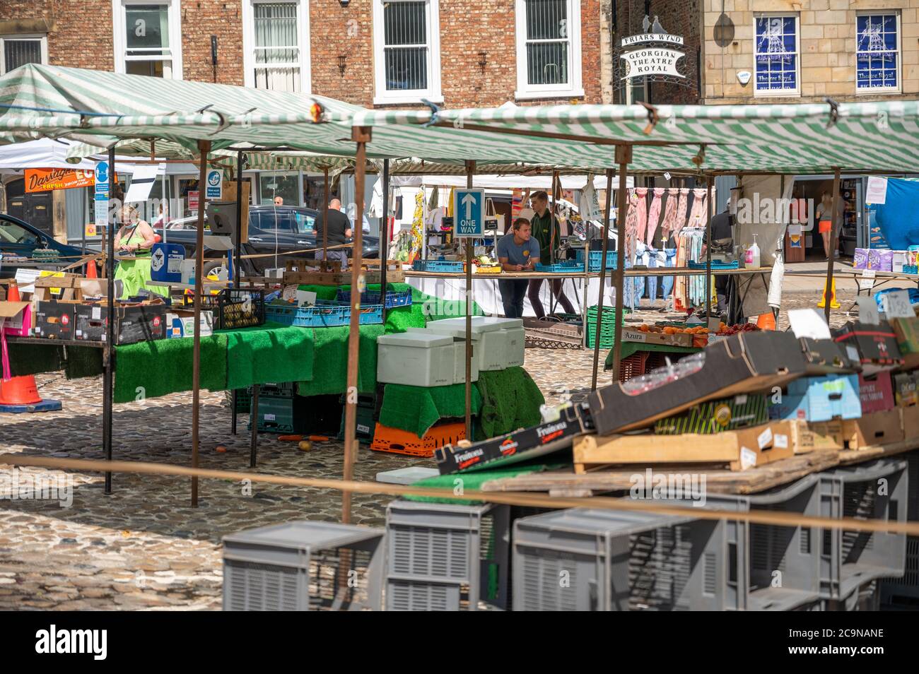 Richmond, North Yorkshire, UK August 1, 2020 Quiet outdoor market
