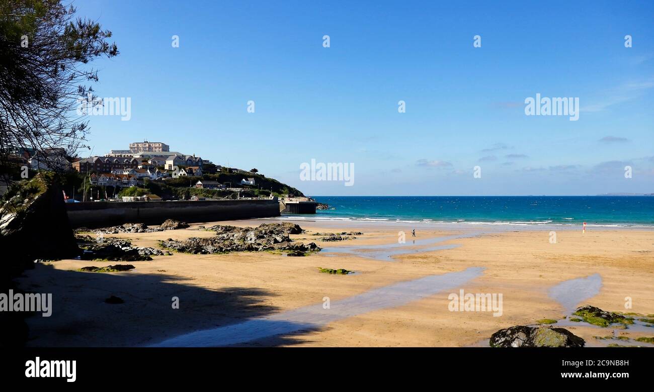 View of Newquay Harbour early morning 2019 Stock Photo