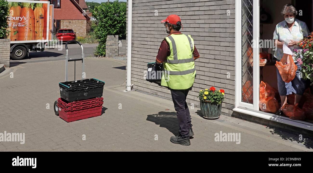 Sainsburys supermarket pandemic grocery food shopping delivery van