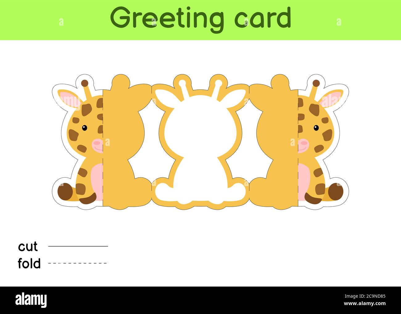 cute-giraffe-fold-a-long-greeting-card-template-great-for-birthdays-baby-showers-themed-parties-printable-color-scheme-print-cut-out-fold-glue-stock-vector-image-art-alamy for Free Printable Greeting Card Templates Cute giraffe fold-a-long greeting card template. Great for birthdays, baby showers, themed parties. Printable color scheme. Print, cut out, fold, glue Stock Vector Image & Art - Alamy for Free Printable Greeting Card Templates