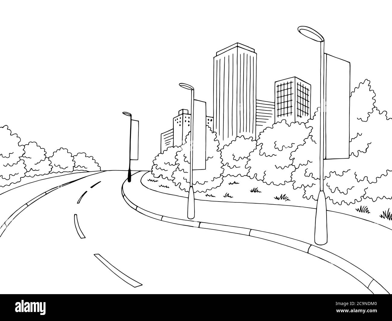 How To Draw One - Point Perspective / One Point City View / Road drawing -  YouTube