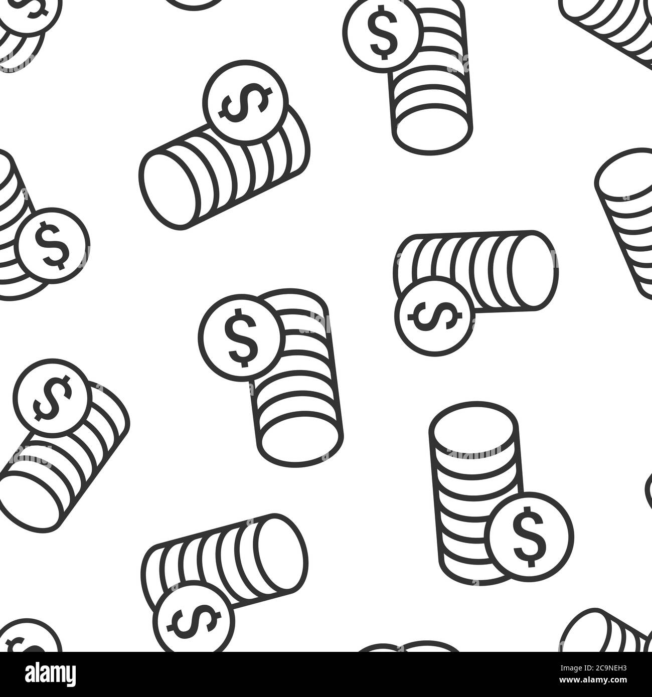 Coins stack icon in flat style. Dollar coin vector illustration on ...