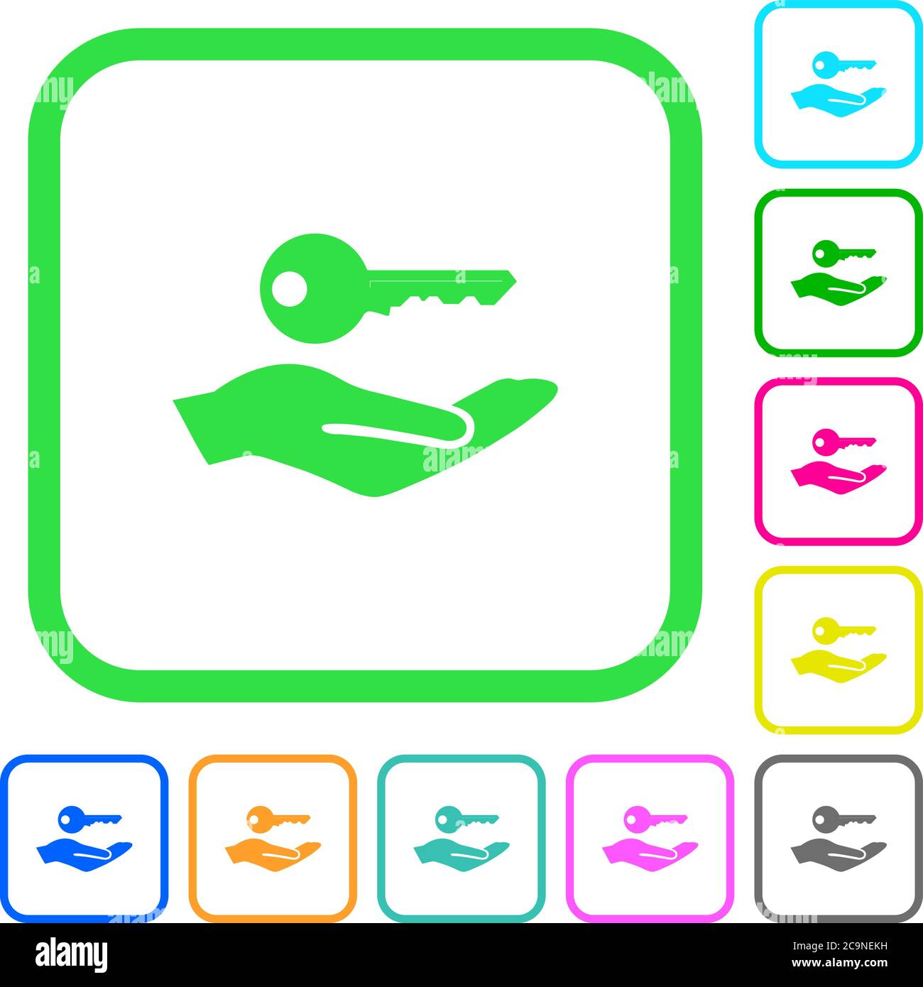 Security service vivid colored flat icons in curved borders on white