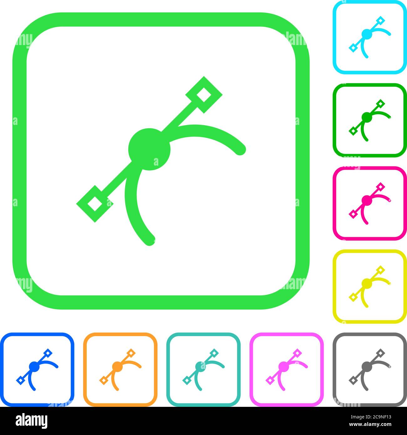 Vector symbol vivid colored flat icons in curved borders on white ...
