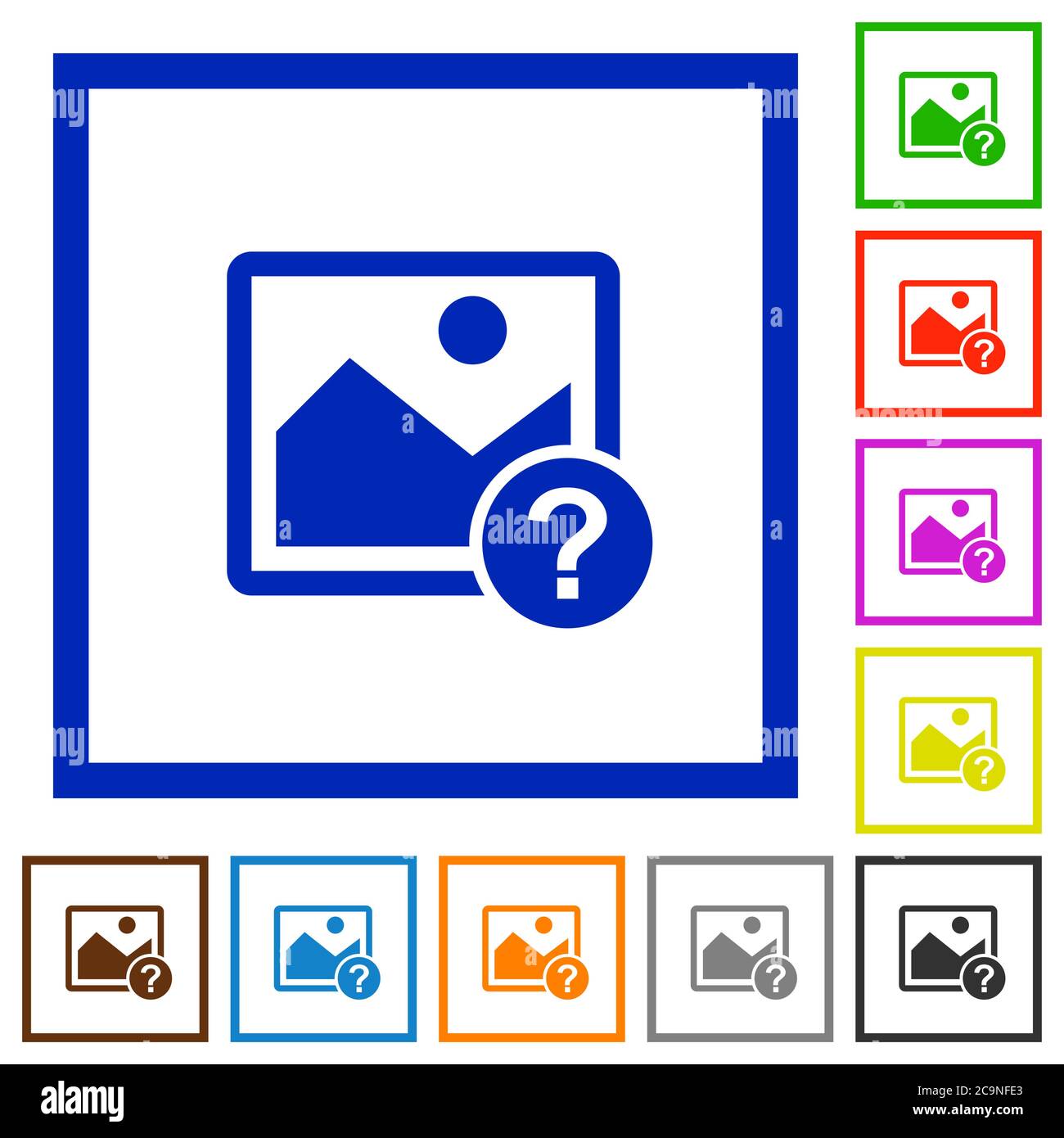 Unknown image flat color icons in square frames on white background Stock Vector