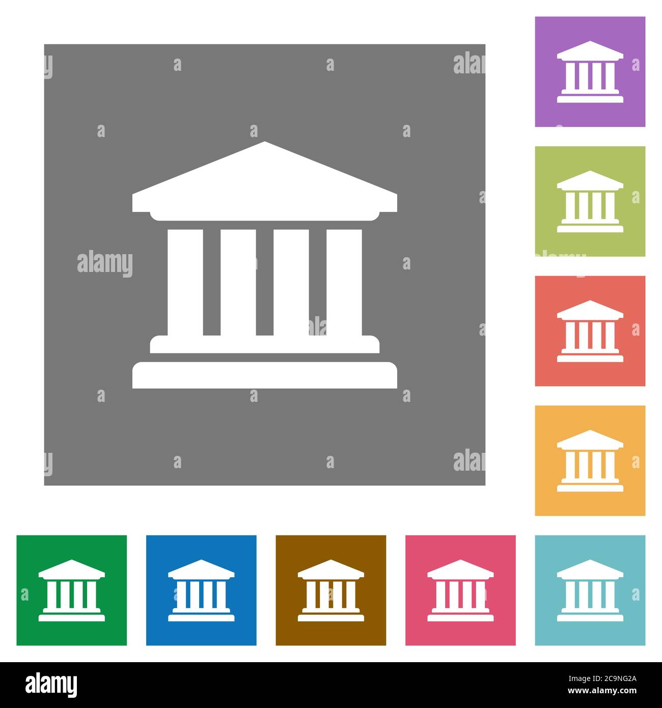 University flat icons on simple color square backgrounds Stock Vector ...