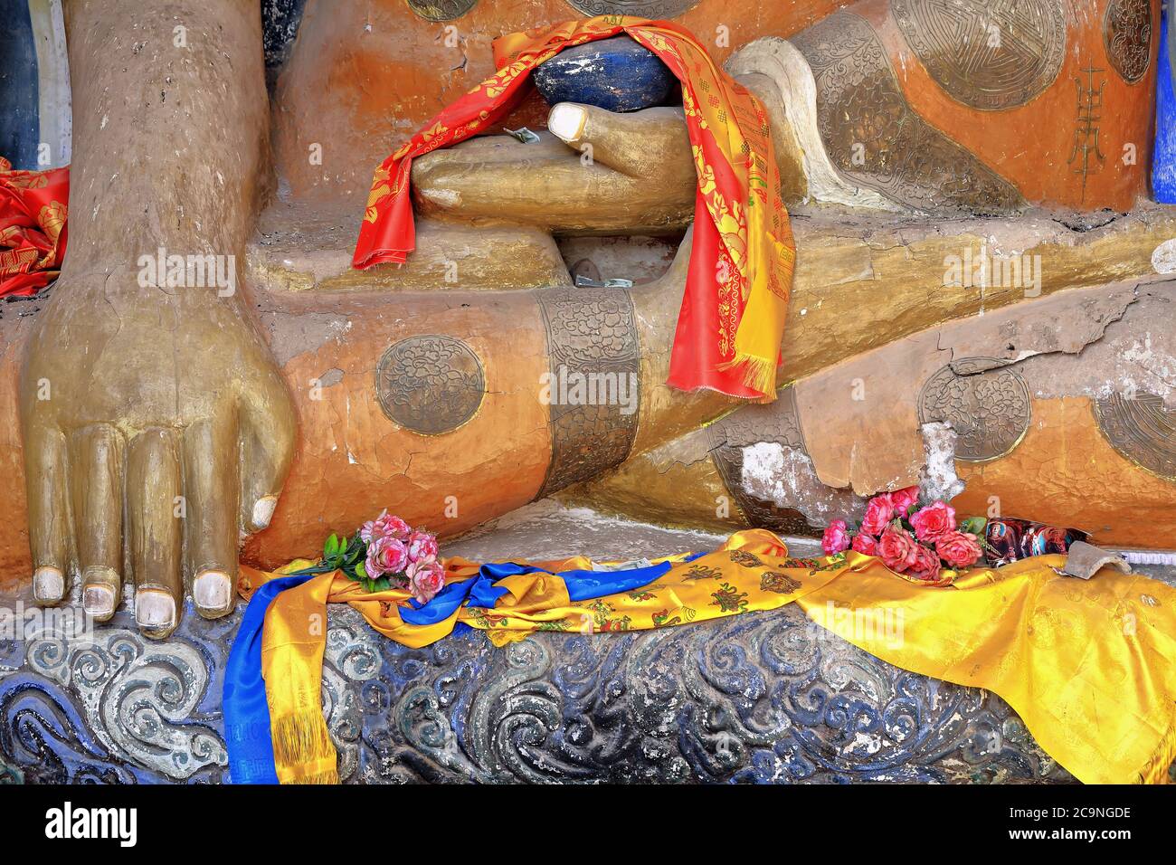 Detail-Earth Touching Buddha-cave temple in the Thirtythree Heaven Grottoes-MatiSi Temple-Zhangye-Gansu-China-0986 Stock Photo