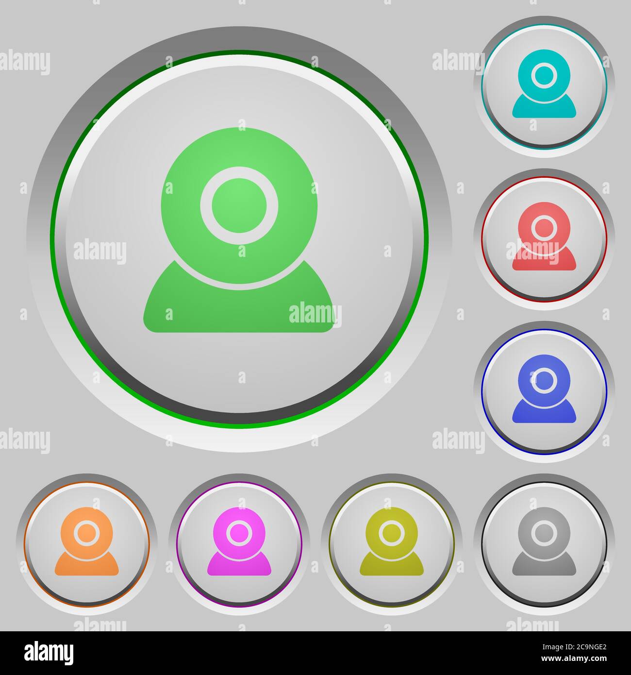 Webcam color icons on sunk push buttons Stock Vector