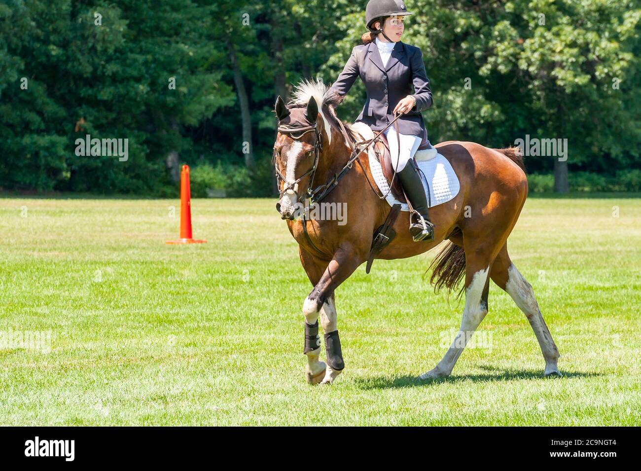 A woman riding a horse at the Collings Foundation's Race of the Century
