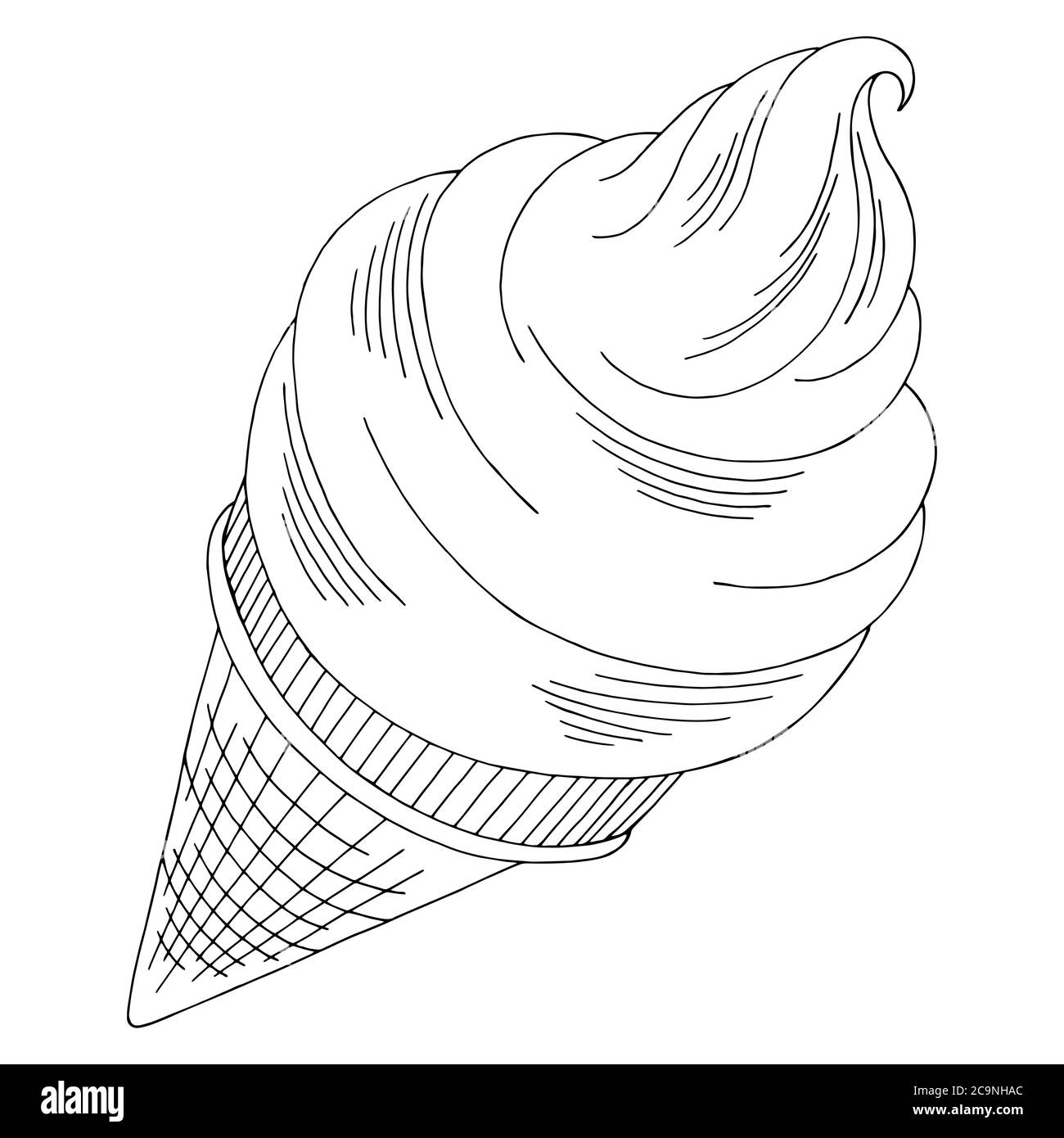 Ice cream dessert graphic black white isolated sketch illustration