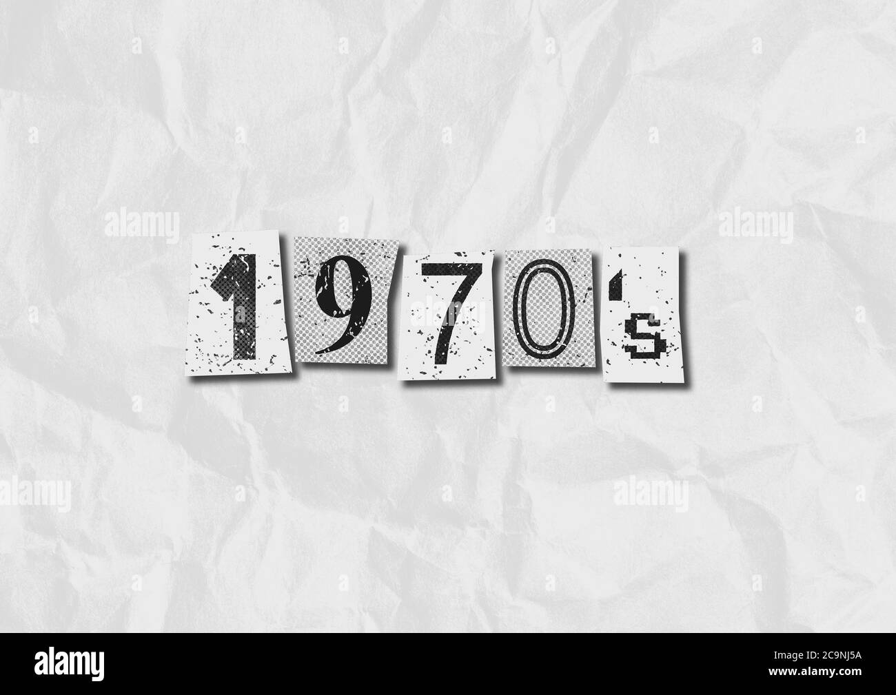 A black and white 1970's Punk Rock music style grunge text collage graphic illustration with copy space Stock Photo