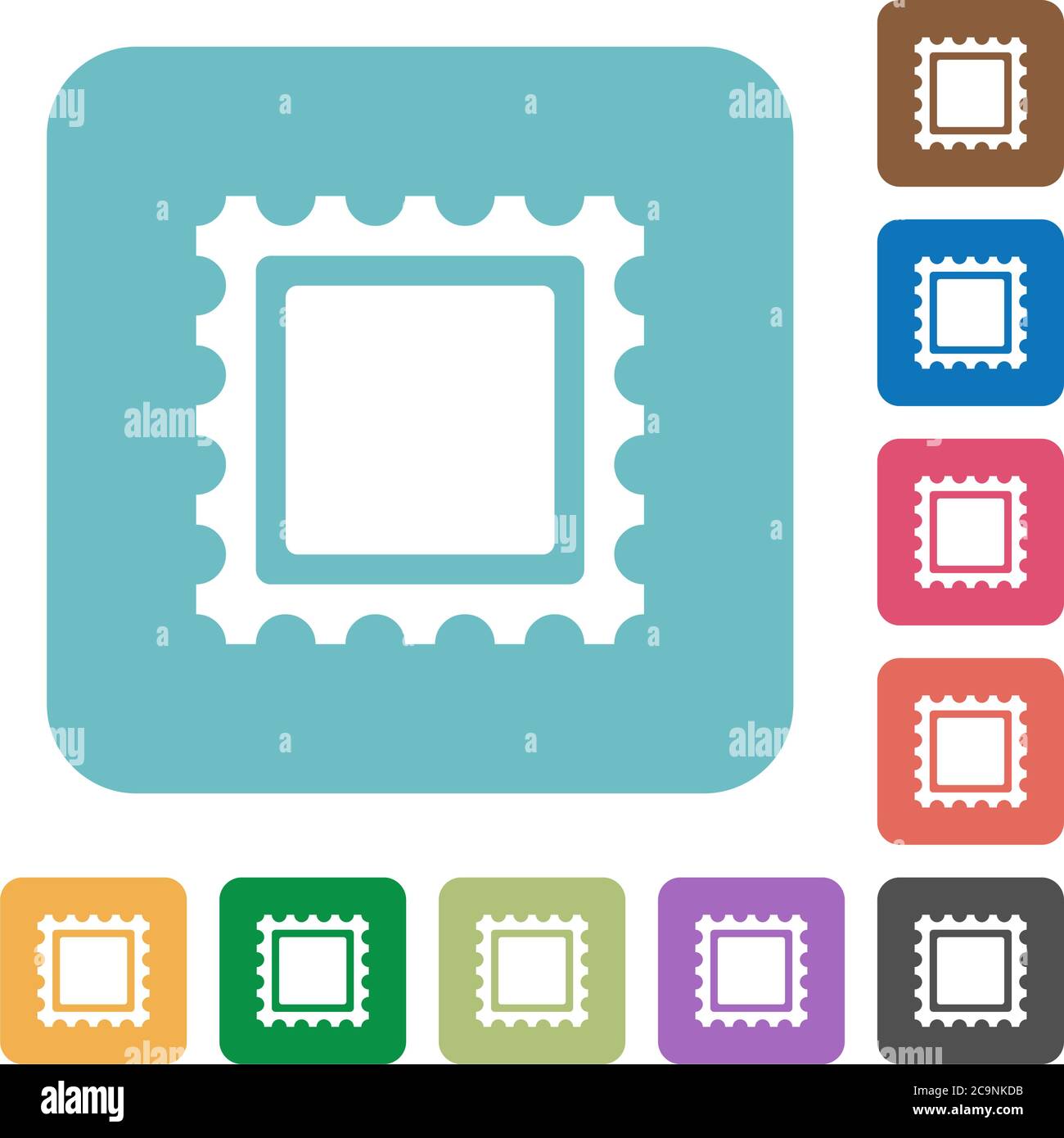 Stamp white flat icons on color rounded square backgrounds Stock Vector