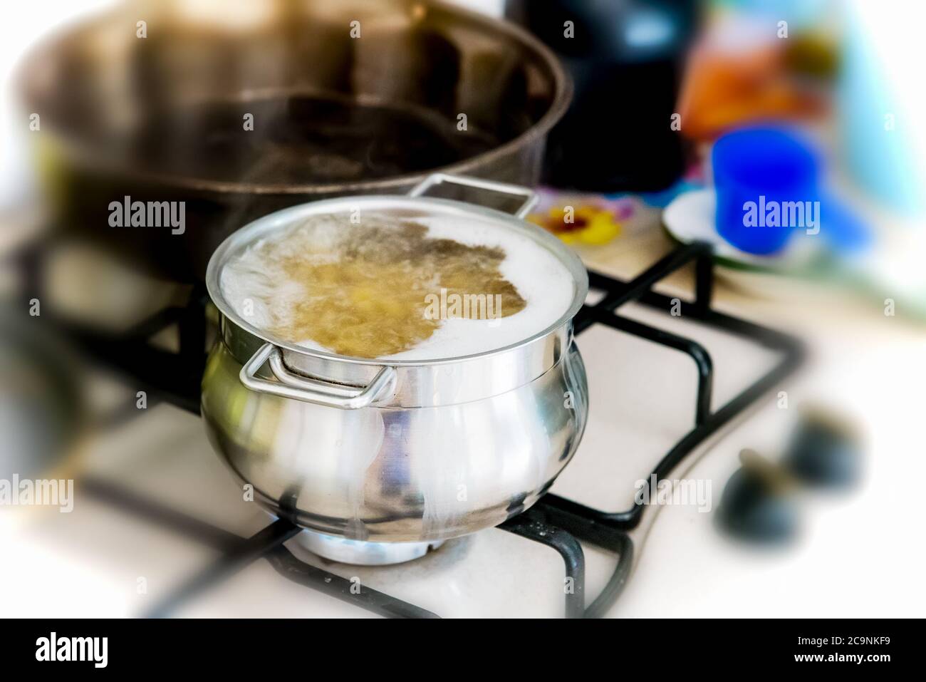 Boiling Water in a Cooking Pot on the Cooker Stock Photo - Image of  kitchenware, chef: 111312522