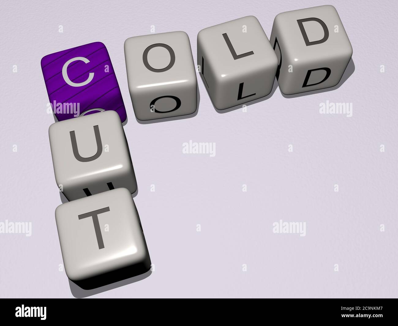 crosswords of cold cut arranged by cubic letters on a mirror floor