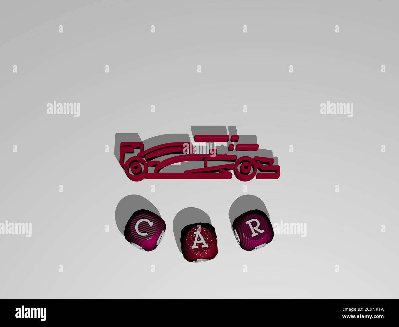 3D graphical image of car vertically along with text built around the ...