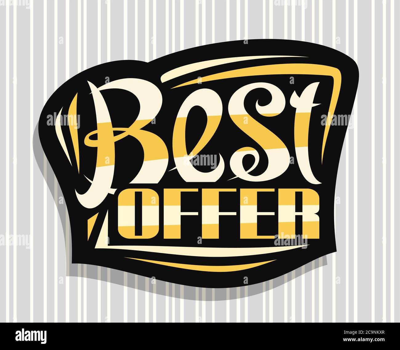 Vector Logo For Best Offer Dark Decorative Badge For Black Friday Or Cyber Monday Sale With Unique Hand Written Lettering For Words Best Offer On Gre Stock Vector Image Art
