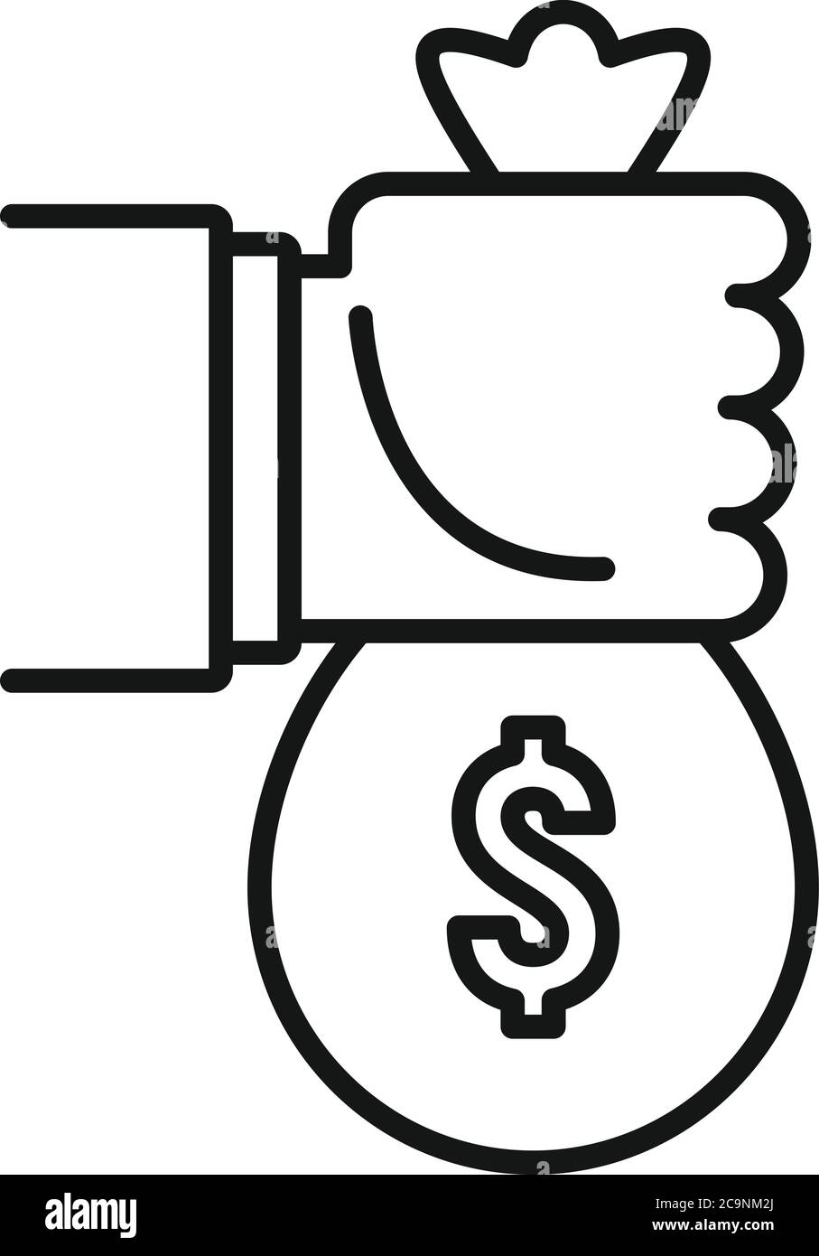 Money bag loan icon. Outline money bag loan vector icon for web design ...