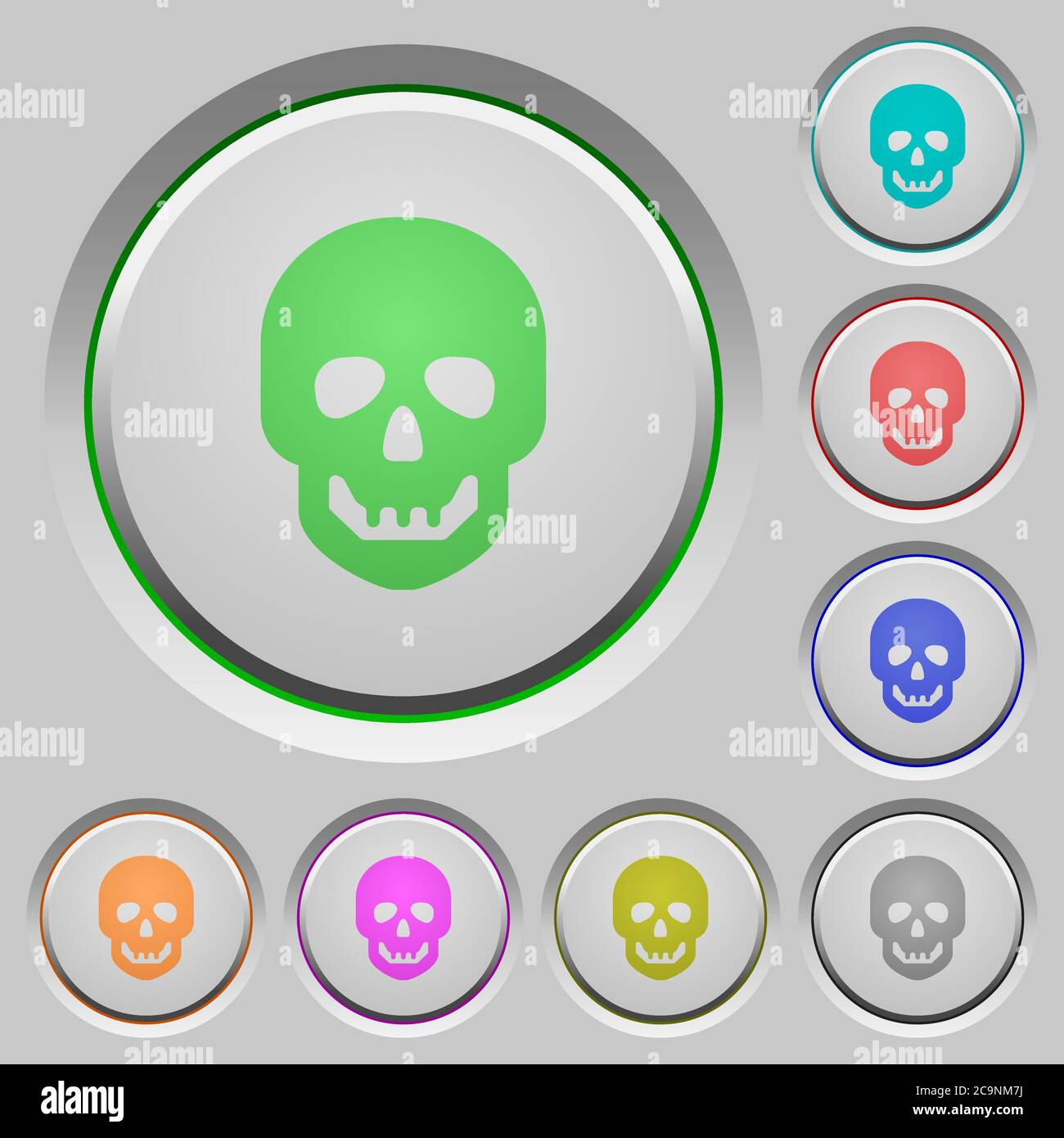 Human skull color icons on sunk push buttons Stock Vector Image & Art ...