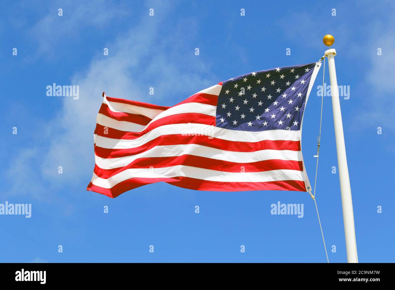 A United States of America flag proudly flying Stock Photo