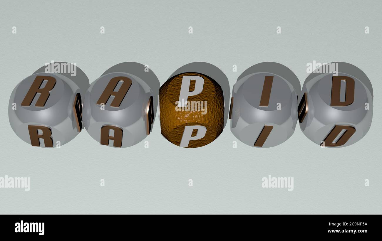 combination of RAPID built by cubic letters from the top perspective, excellent for the concept presentation. river and illustration. 3D illustration Stock Photo