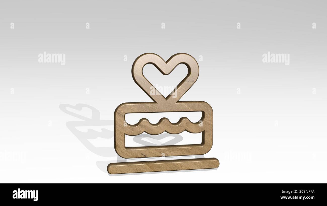 WEDDING CAKE made by 3D illustration of a shiny metallic sculpture ...