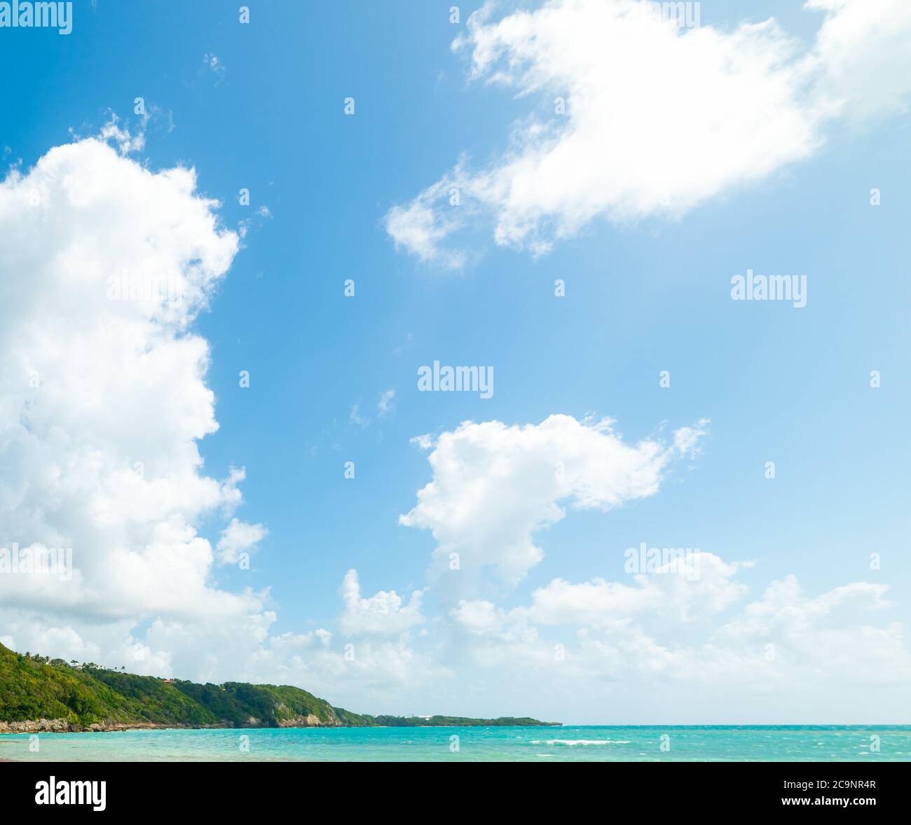 Cloudy sky over Pointe de la Saline beach in Guadeloupe, French west