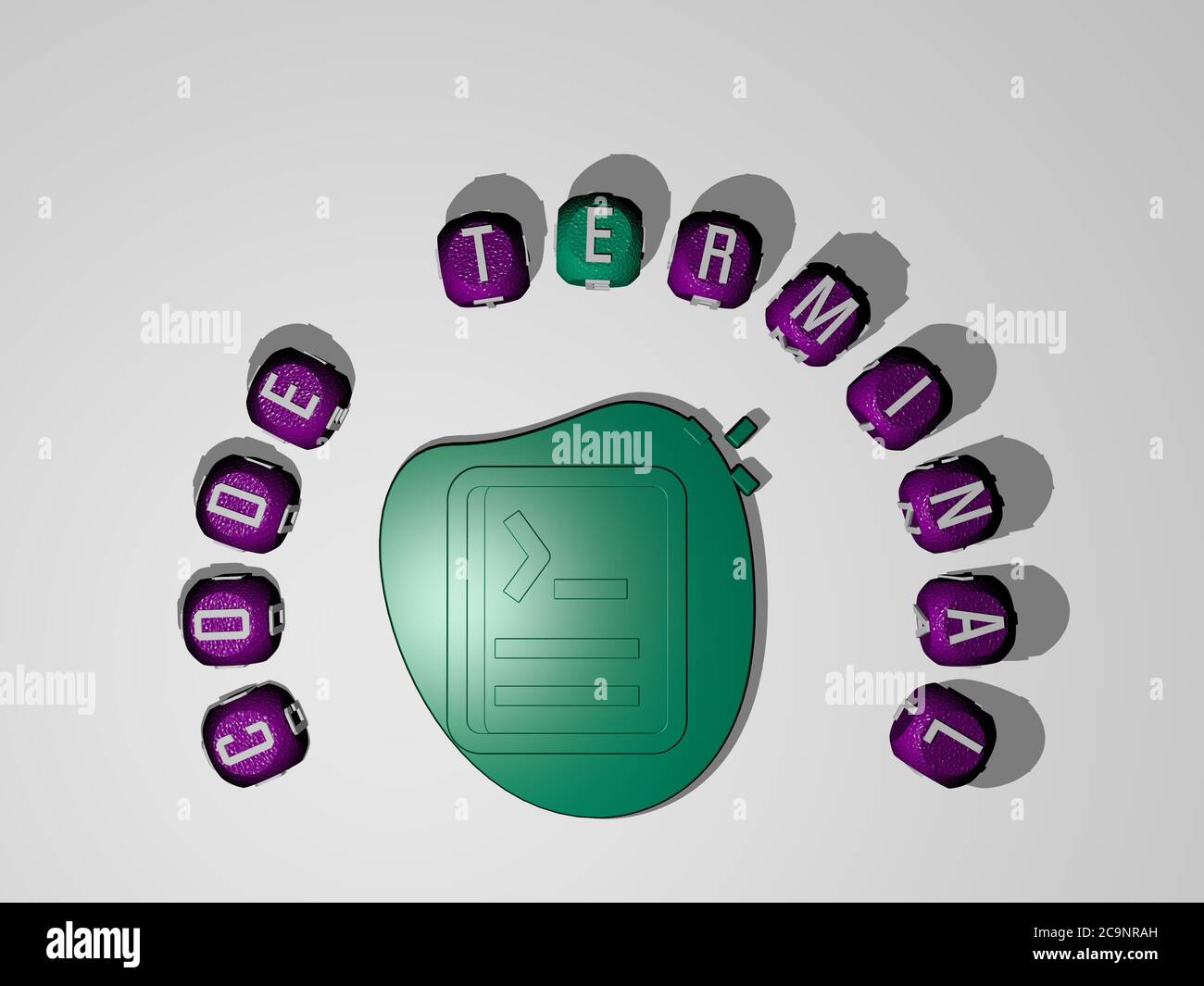 3D illustration of code terminal graphics and text around the icon made ...