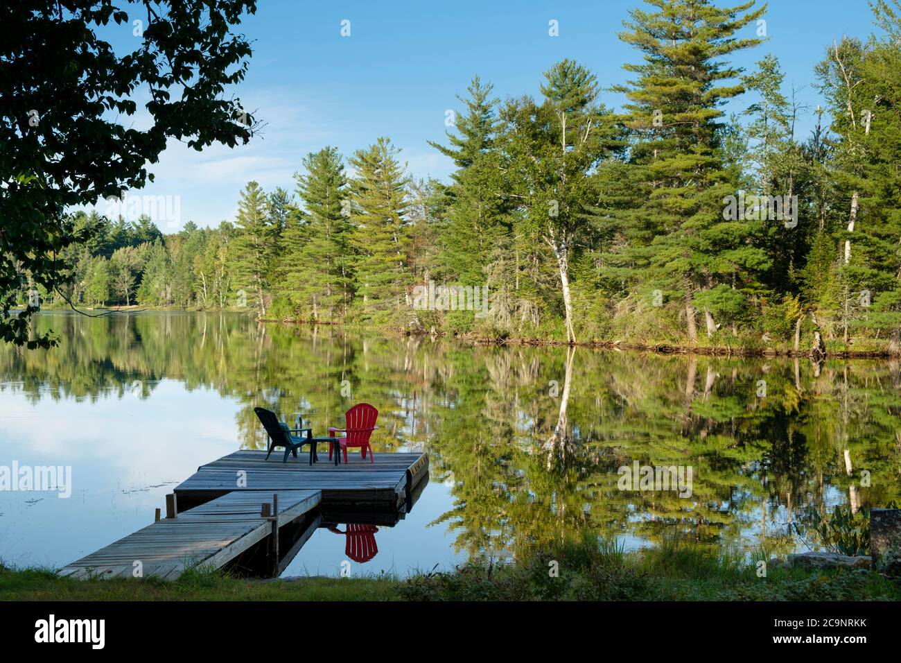 Two adirondack chairs on dock hires stock photography and images Alamy