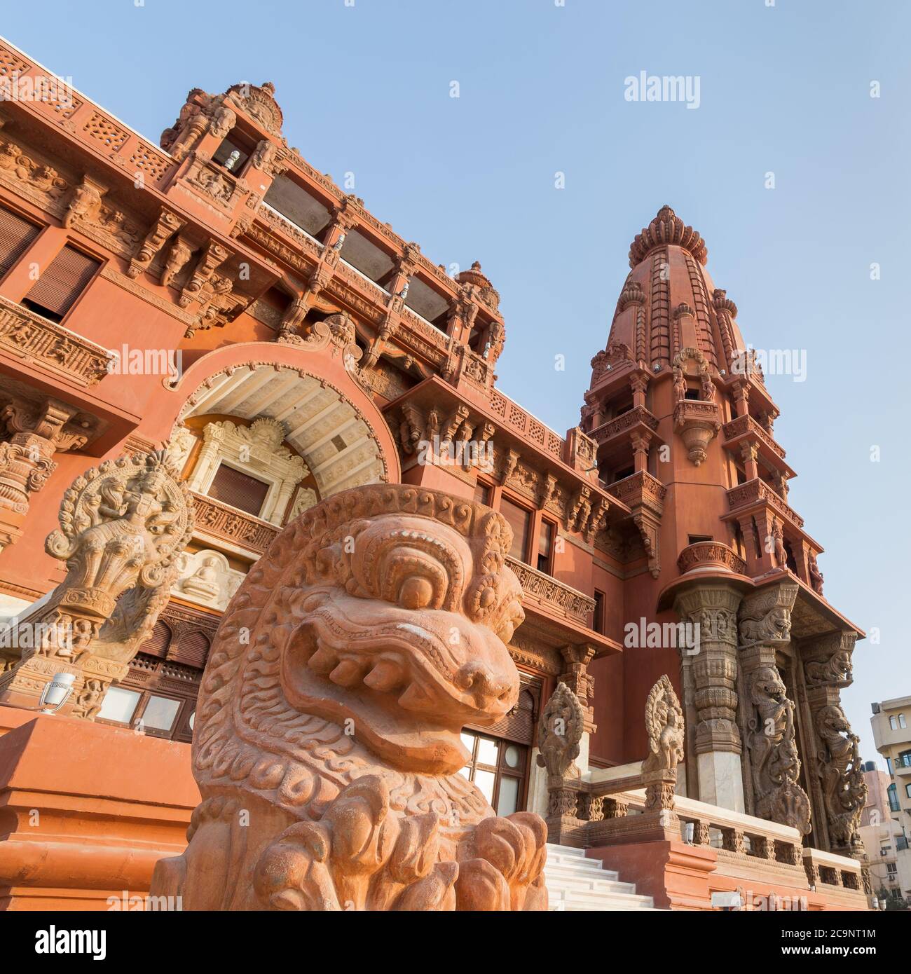 Dragon statue, an Indonesian sculpture, in front of Baron Empain Palace