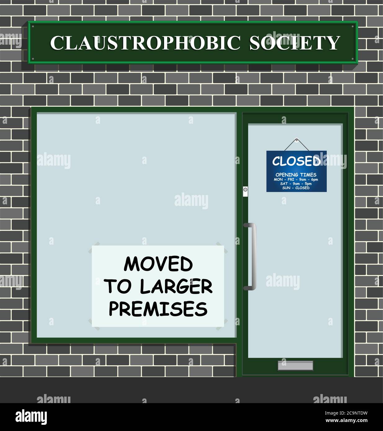 The Claustrophobic Society moves to larger premises Stock Vector