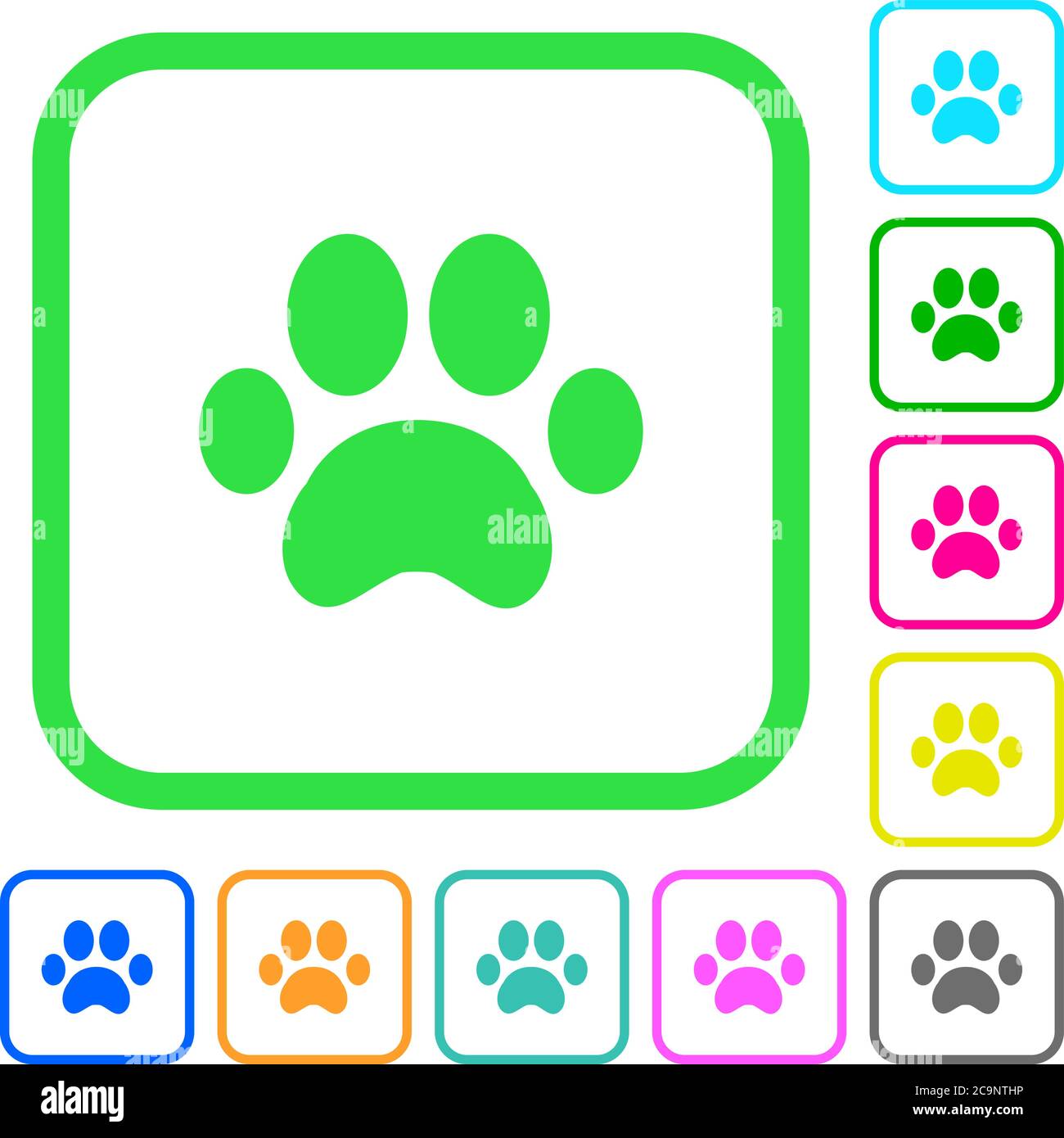 vivid colored flat icons in curved borders on white background Stock ...