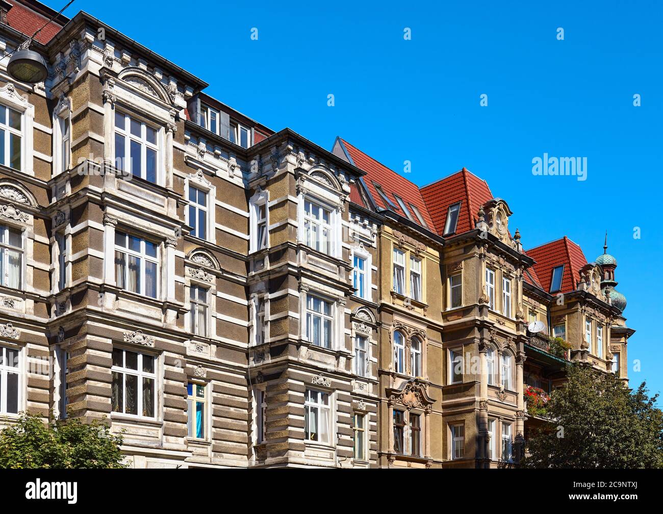 Old tenement houses on Slaska Street in Szczecin, Poland. Stock Photo