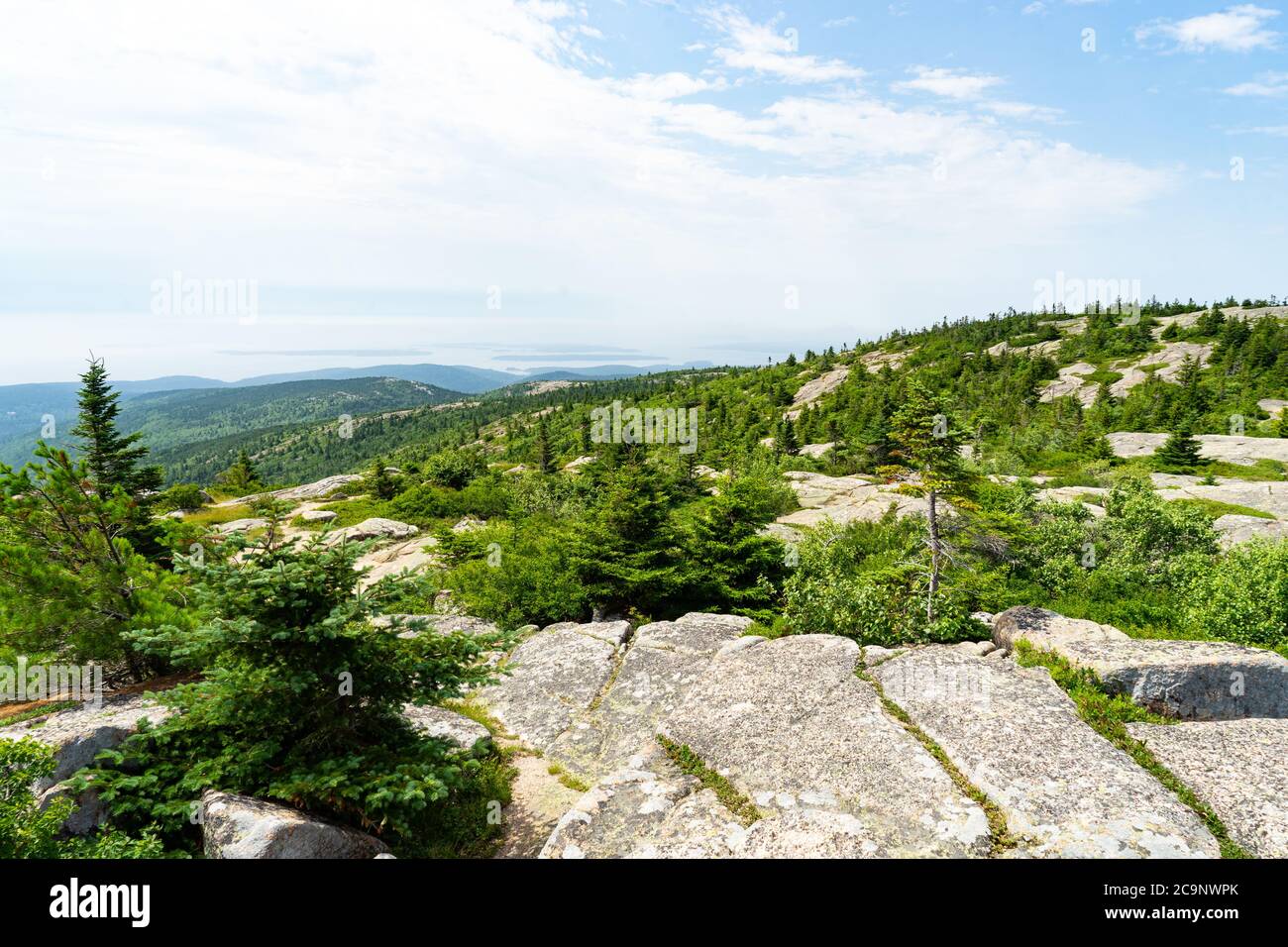 View from top of Cadillac Mountain in Acadia National Park Stock Photo