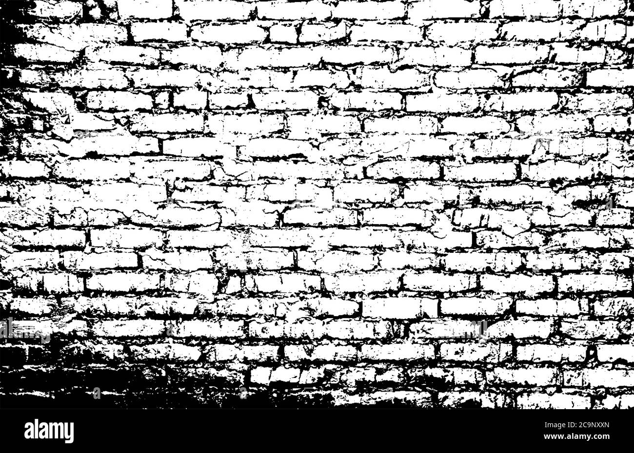 Vector illustration of grunge rough brick wall background pattern Stock ...