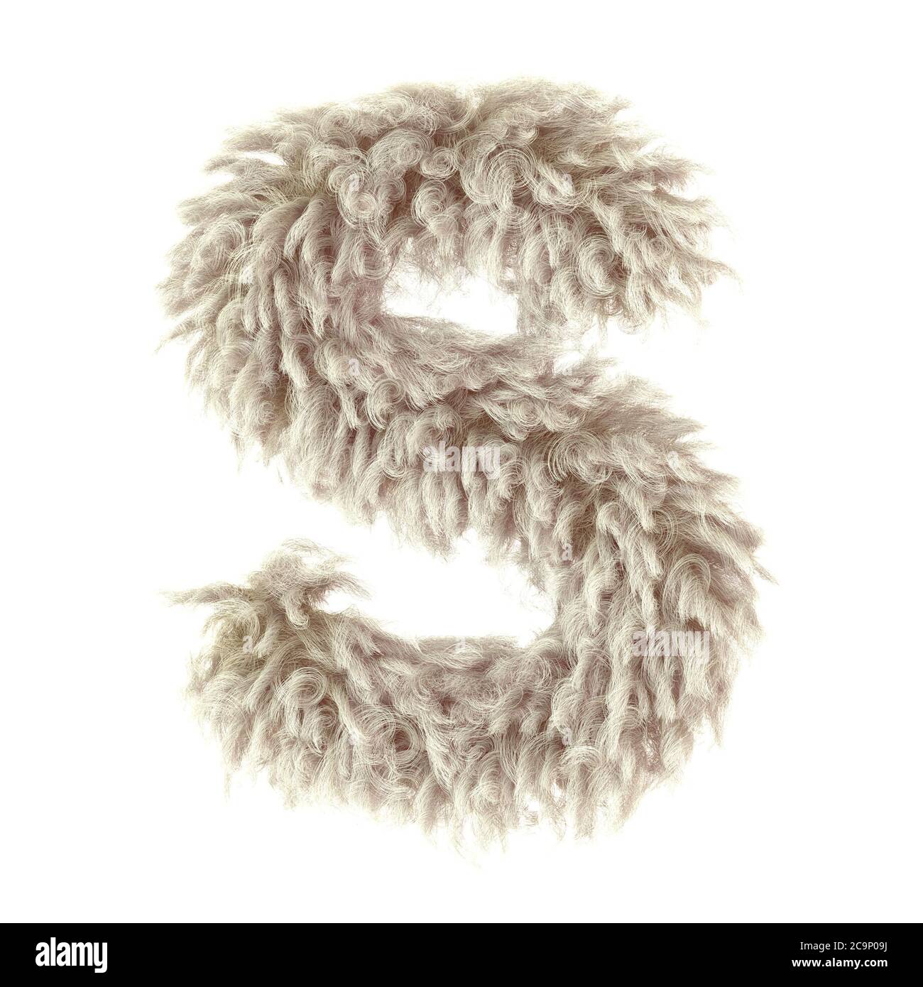 3d wild animal fur letter S Stock Photo