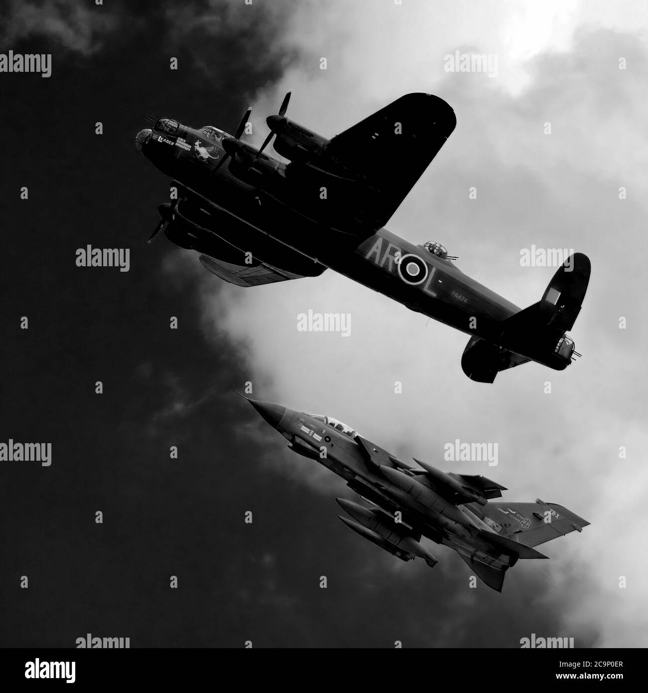 Battle of Britain Memorial Flight Lancaster bomber and C47 Dakota Stock Photo