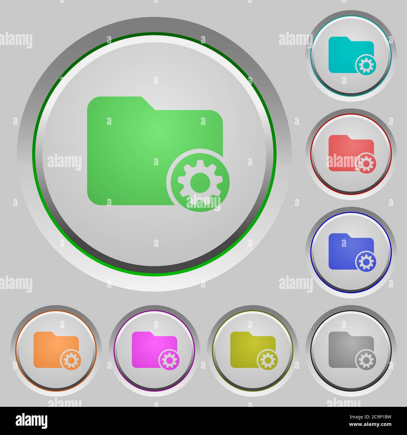 Directory settings color icons on sunk push buttons Stock Vector