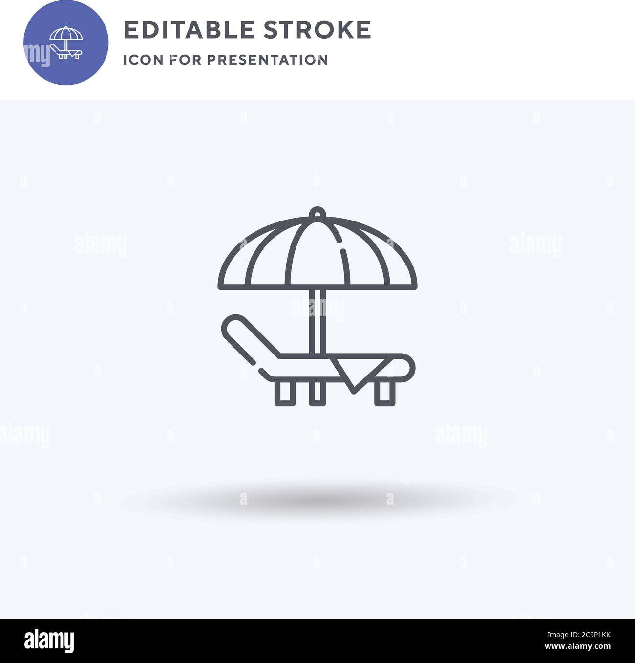 Sunbed icon vector, filled flat sign, solid pictogram isolated on white ...