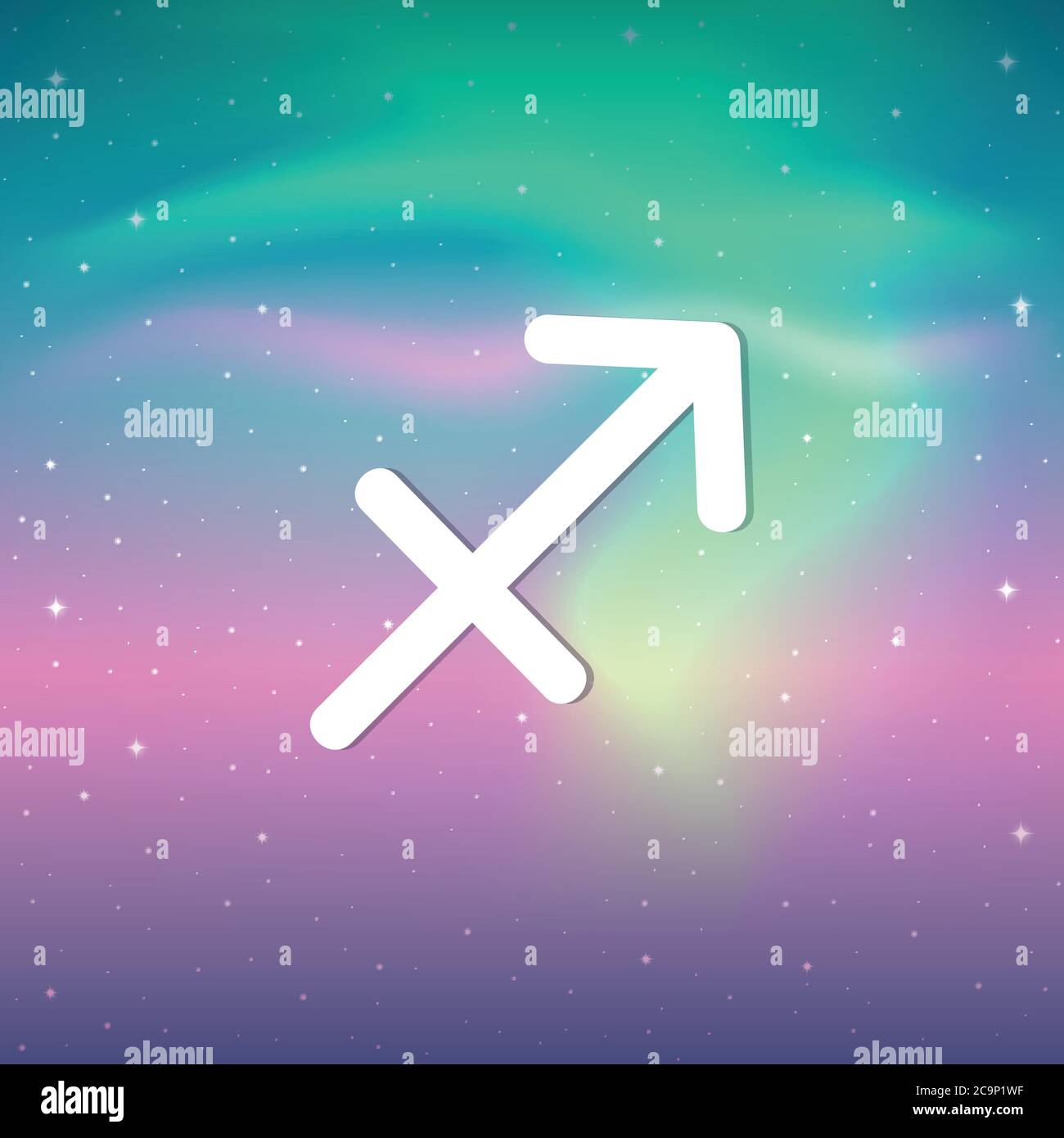 zodiac sign sagittarius horoscope in colorful starry sky vector illustration EPS10 Stock Vector