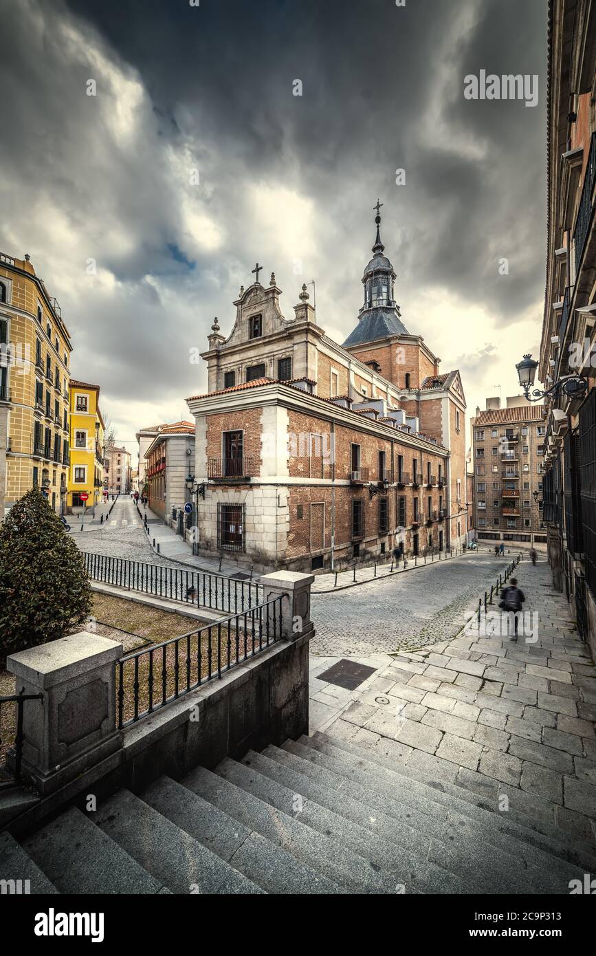 Fuerzas Armadas cathedral in Madrid under a dramatic sky, Spain Stock Photo