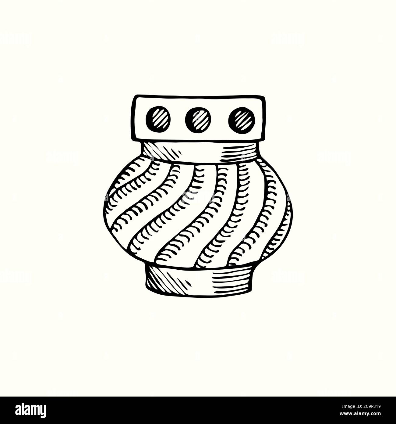 Sanctuary lamp (chancel or altar lamp, everlasting light) hand drawn