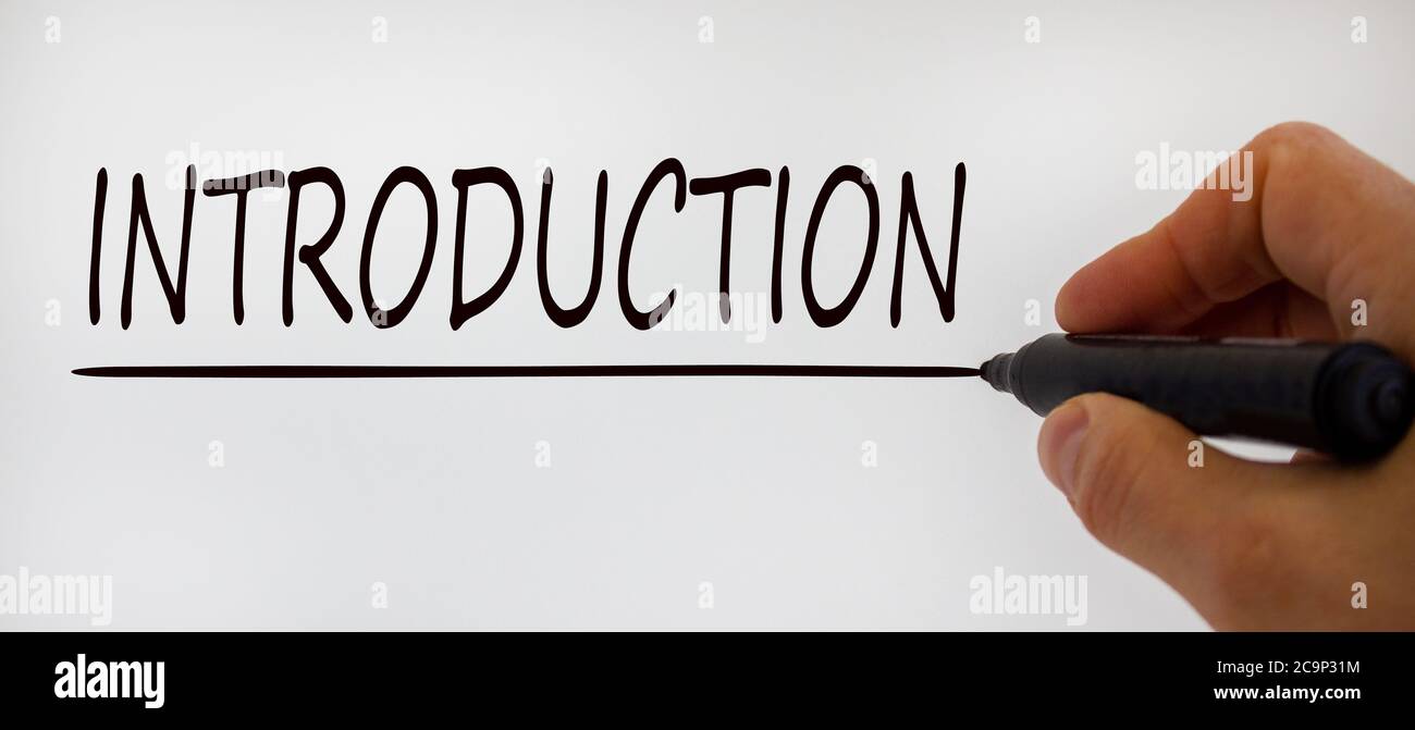 Hand writing 'introduction', isolated on beautiful white background ...