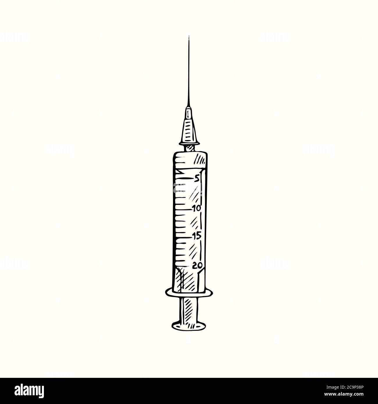 Syringe isolated, outline simple doodle drawing Stock Photo Alamy