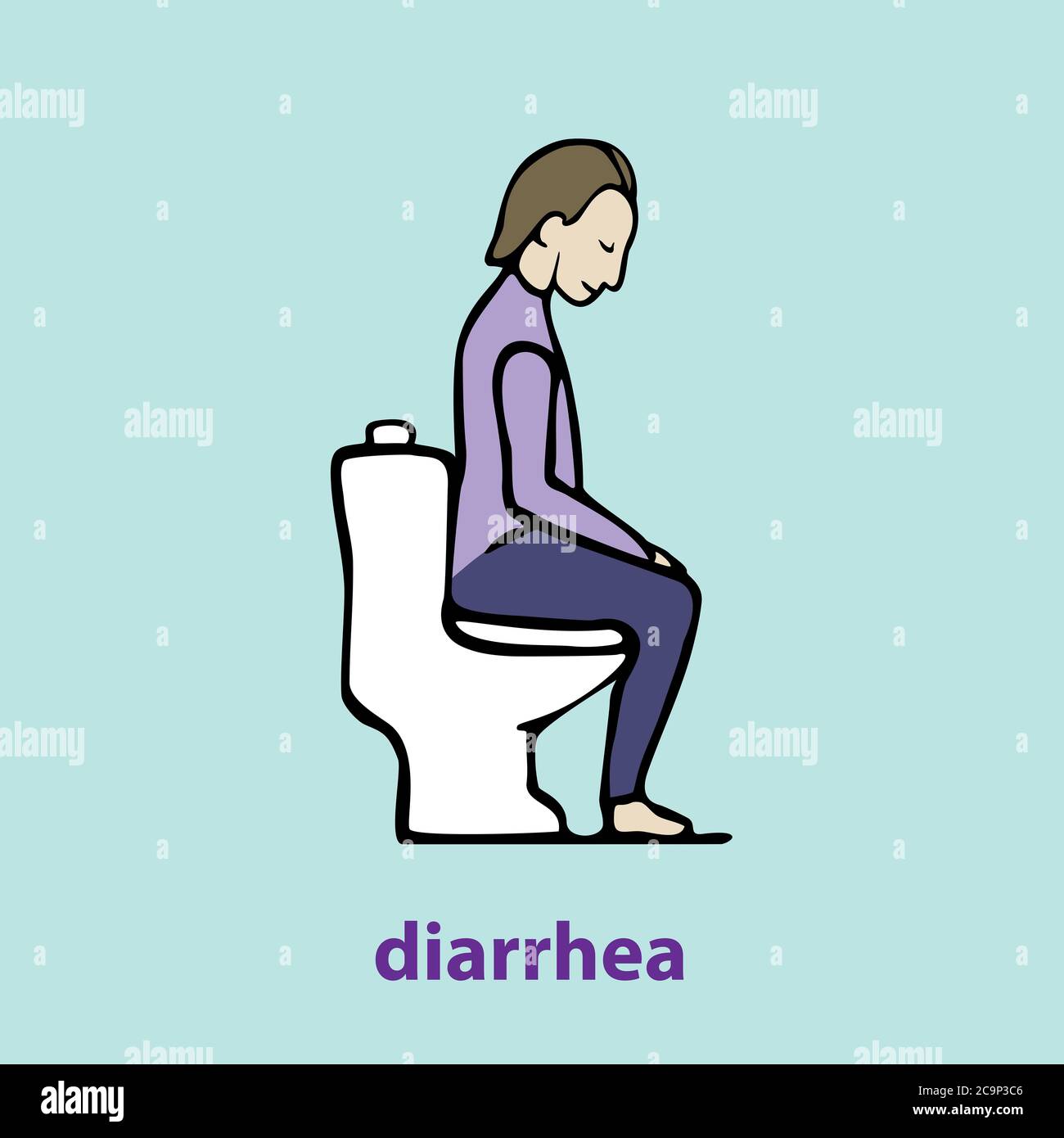 Diarrhea icon, outline simple colorful doodle drawing Stock Photo Alamy