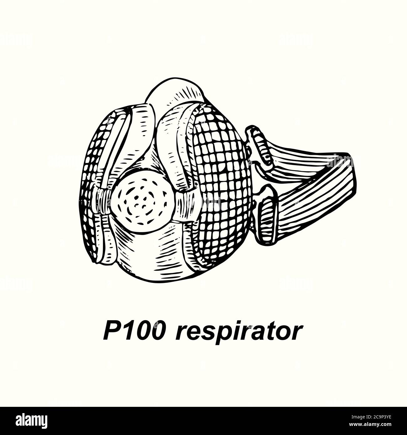 P100 respirator isolated, outline simple doodle drawing Stock Photo - Alamy