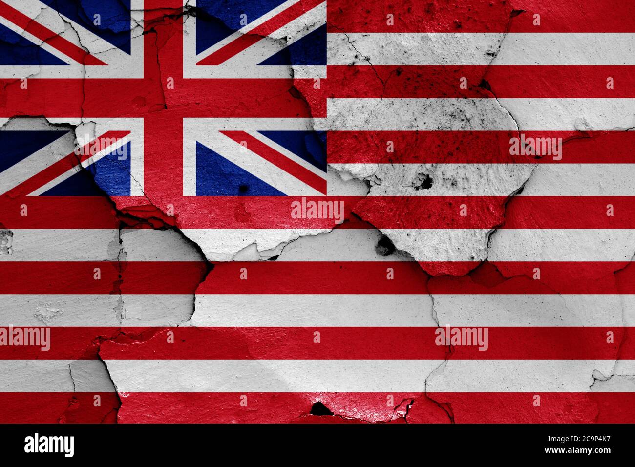 flag of British East India Company (1733-1833) on cracked wall Stock Photo